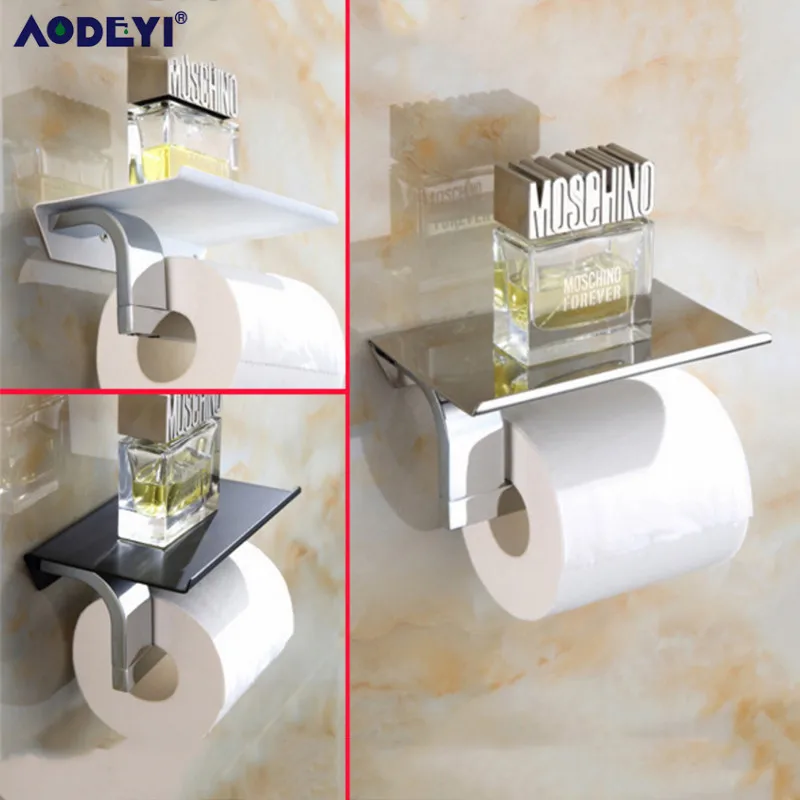 black toilet paper holder wall mount tissue roll hanger 304 stainless steel phone platform bathroom hardware set brushed gold free global shipping