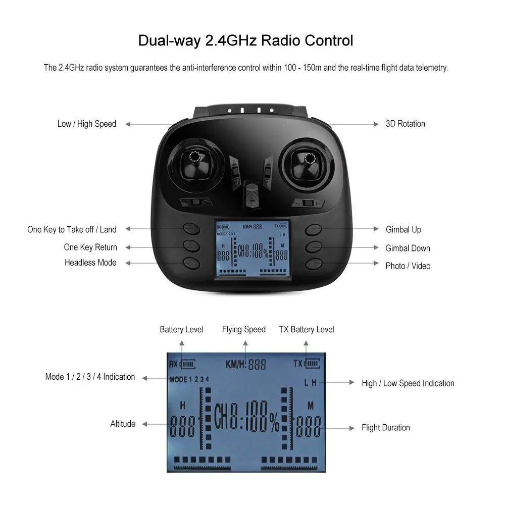 Оригинальный WLtoys Q696 A D 5 8G FPV 1080P Камера 2 карданный стабилизатор для воздуха Пресс
