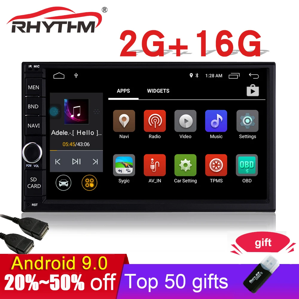 Автомагнитола 2DIN Android 9 0 2 ГБ + 16 DVD радио GPS Wifi Bluetooth четырехъядерный процессор