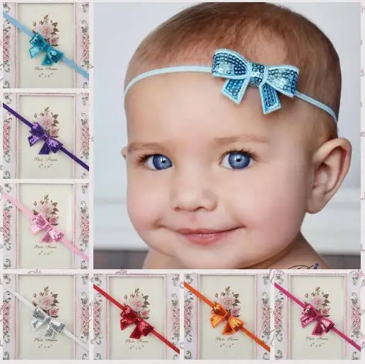 

YH398 Lovely Children Headband Cute Children Sequined Bow Knot For Pretty Girls Hot Sale Shiny Hair Band Hair Accessories