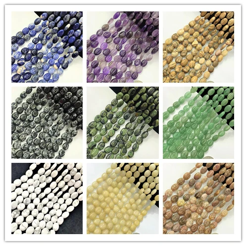 

10x14mm Natural Oval Shape Aventurines,Agates,Mookites,Jaspers,Jades stone Semi Precious Beads Strand 15"(28pcs) Wholesale DIY