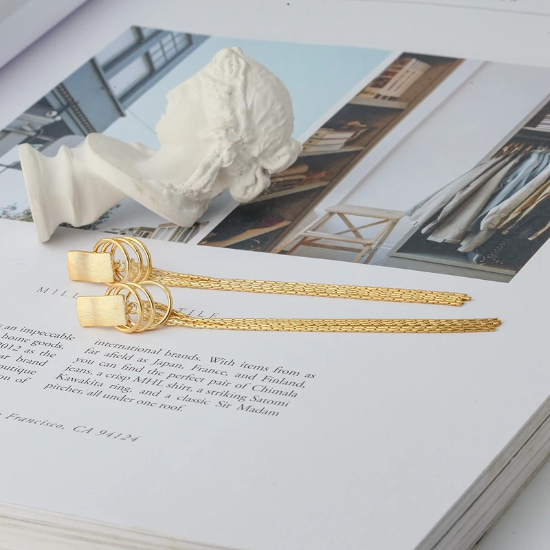 LouLeur, серебро 925 пробы, прямоугольные круглые длинные серьги-гвоздики с кисточками, золотые современные трендовые элегантные серьги для женщин, хорошее ювелирное изделие