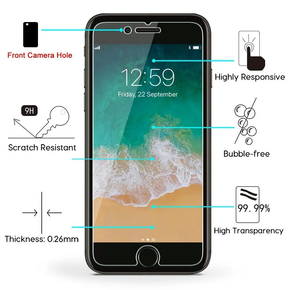 Закаленное стекло Suntaiho 2.5D 9H Ультратонкий Премиум экран для iPhone Xs Max XR 8 7 6 6s Plus 5