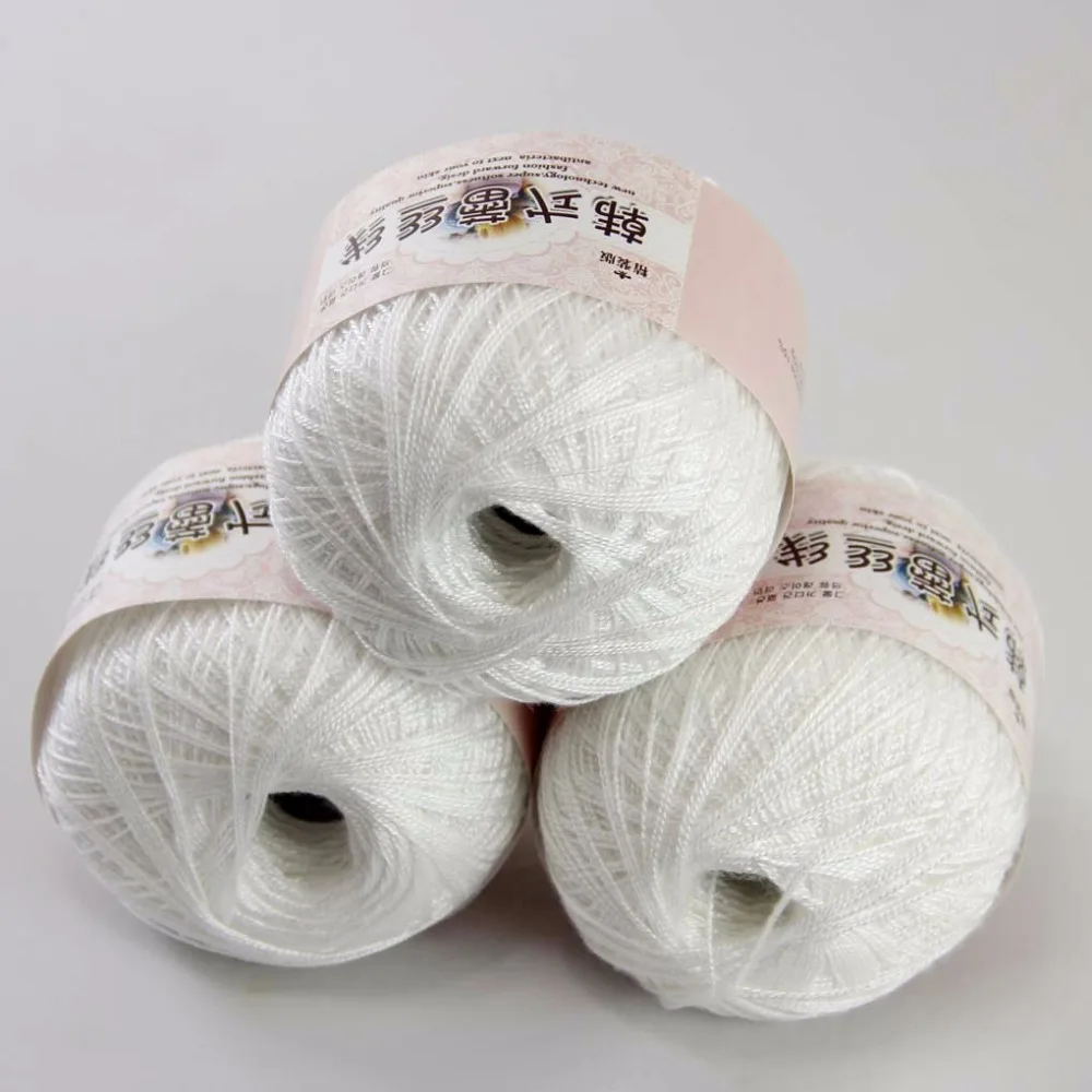 

3ballsx50g New Soft Hand Cotton Lace Wool Yarn Crochet Shawl Scarf Knitting White 16112-3
