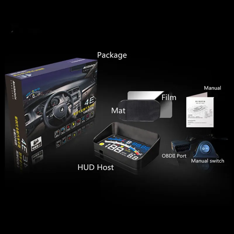 ActiSafety 4E OBDII автомобили Head Up Дисплей пленка 5 &quotЭкран HUD лобовое стекло проектор OBD2