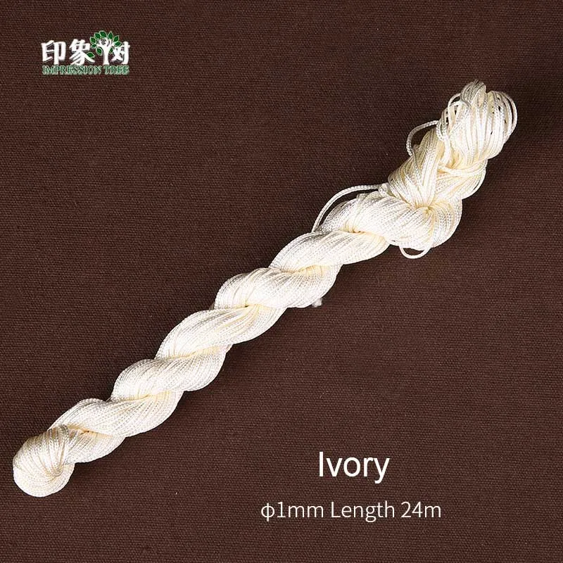 Ivory 1 шт. длина 24 м* 1 мм Разноцветные нейлоновые веревки для макраме DIY кисточка браслет для бисероплетения китайские узлы нить для изготовления ювелирных изделий 404 - Цвет: Ivory