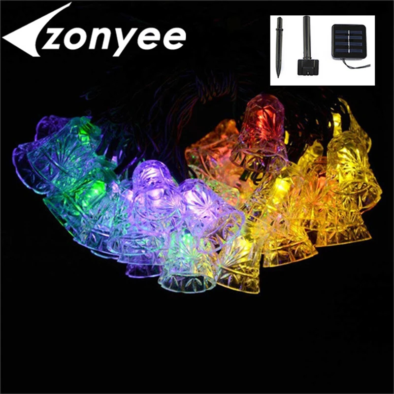 20 светодиодных колокольчиков наружные солнечные гирлянды водонепроницаемый