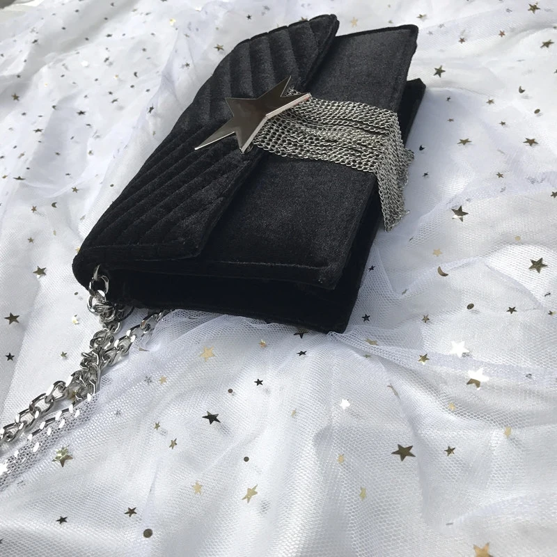2018The Новый Ретро маленькая сумка квадратных цепи мини посылка звезд замши