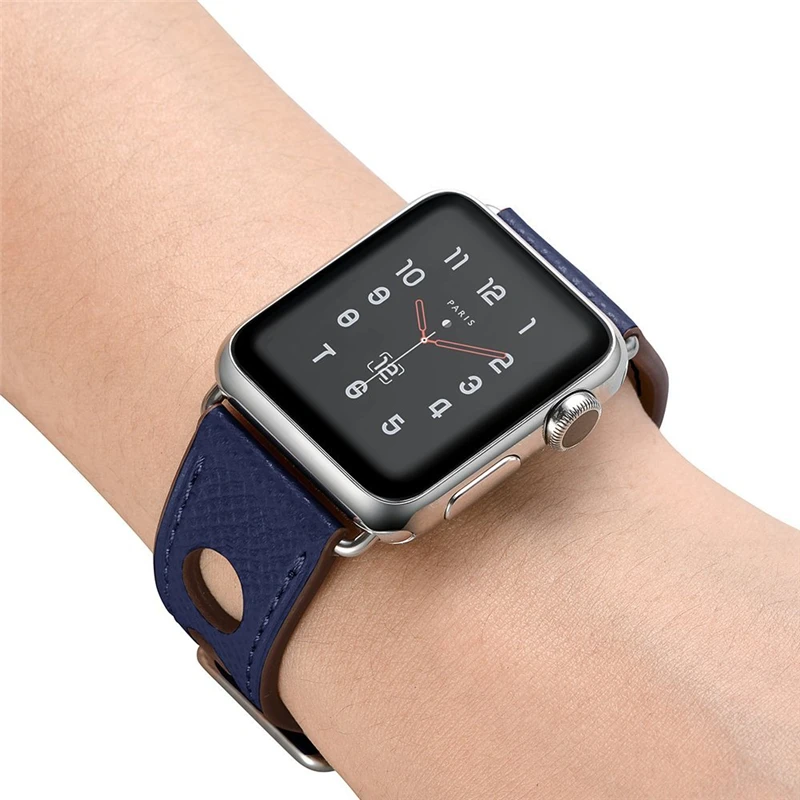 Ремешок из натуральной кожи для часов Apple Watch Series 5 4 3 2 1 44 мм 40 мм 42 мм 38 мм сменный Браслет для iWatch наручные