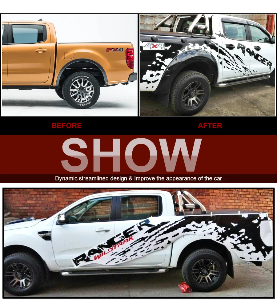 Автомобильные наклейки 2 шт. mudslinger red wildtrack, Автомобильные Боковые Накладки на задний багажник, графические виниловые автомобильные аксессуары, наклейки на заказ для Ford ranger