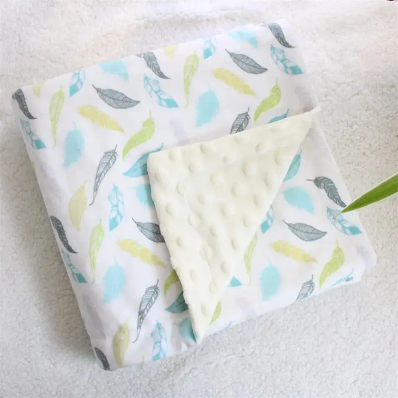 g-leaves(Minky face) 115X155 см 2 слоя 3D в горошек мультфильм Минки коралловый флис мягкий термальный малыш детское большое детское одеяло, дети заднее сиденье крышка детское одеяло - Цвет: g-leaves(Minky face)