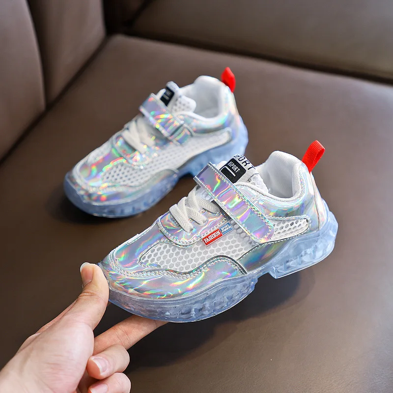 

2019 Summer Casual Children's Breathable Mesh Shoes Hollow Sports Shoes Transparent Crystal Girls Travel Shoes kids Sneakers
