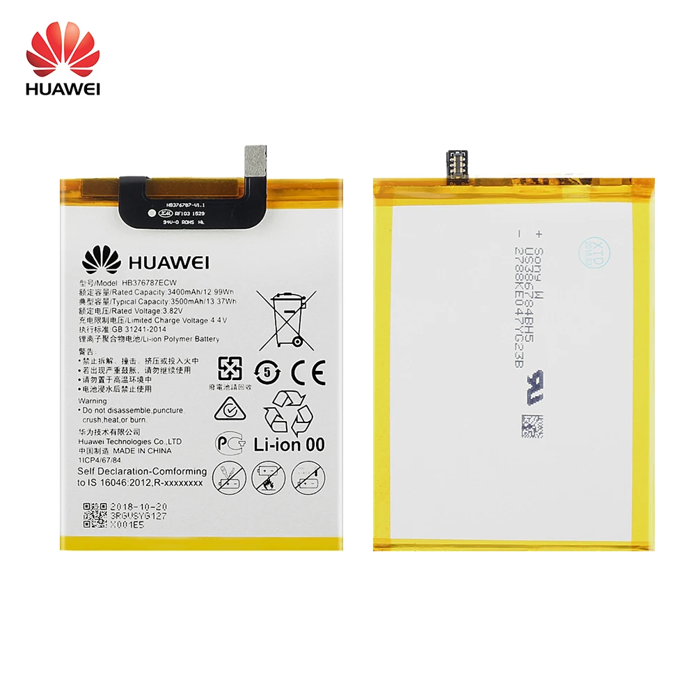 HuaWei 100% оригинал HB376787ECW батарея для телефона Huawei honor V8 Замена Аккумулятор Akku 3500mAh