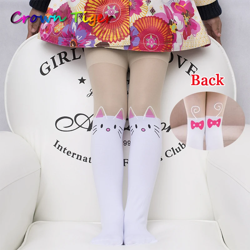 Осенние колготки для девочек с рисунком кота милые весенние вельветовые