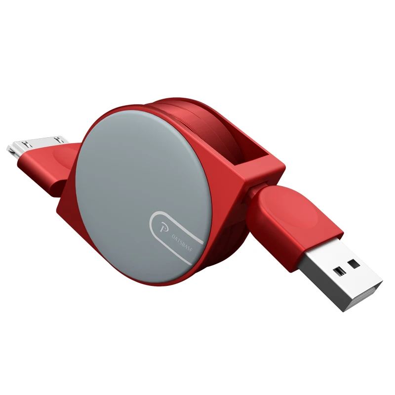 Usb-кабель с откидной крышкой для IPhone 4S 4, выдвижной кабель для зарядки и зарядки, 30pin для IPad 1, 2, 3, кабель для IPod Nano Itouch, адаптер - Цвет: Red