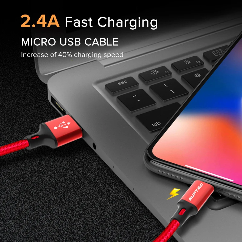 Кабель Micro USB SUPTEC провод для быстрой зарядки телефонов зарядный шнур Samsung S7 Xiaomi Huawei