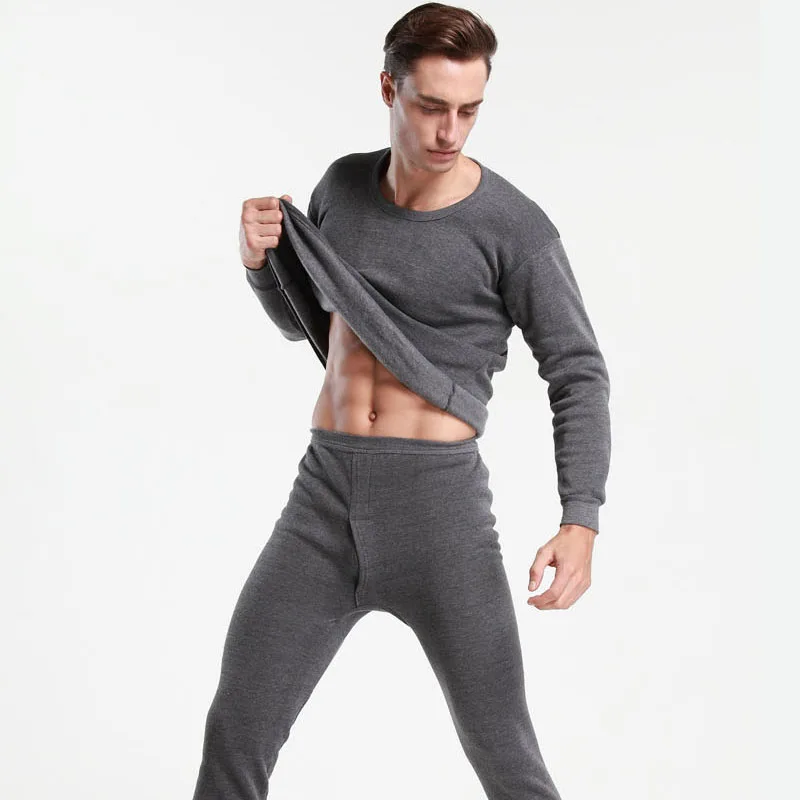 2016 зимние мужские комплекты термобелья высокое качество теплые кальсоны плотное