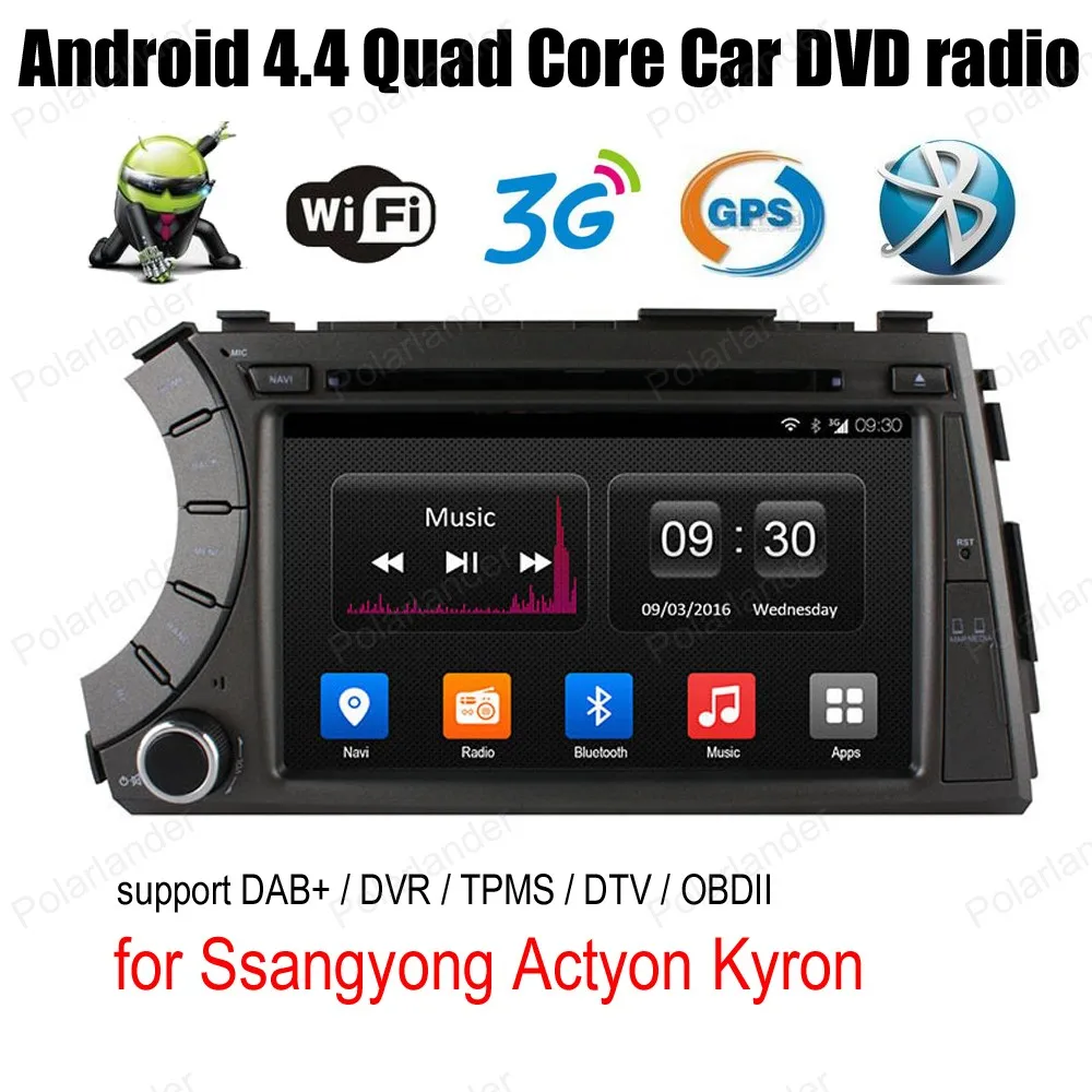 7 дюймов Android4.4 автомобильный DVD для Ssangyong Actyon Kyron 3G WiFi радио BT Поддержка OBD DVR DAB +