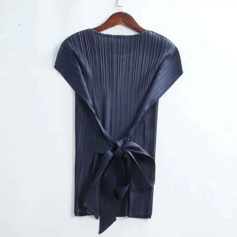 Дизайнерские плиссированные топы на бретелях Miyake Black Chenrui|Майки| |