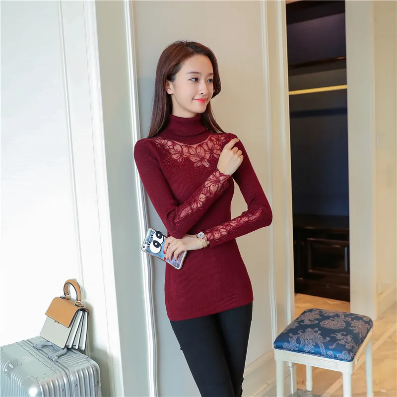 OHCLOTHING, свитер, водолазка, пуловер, рукав, кружевной свитер,, корейский осенний Кутюр, кружевной свитер