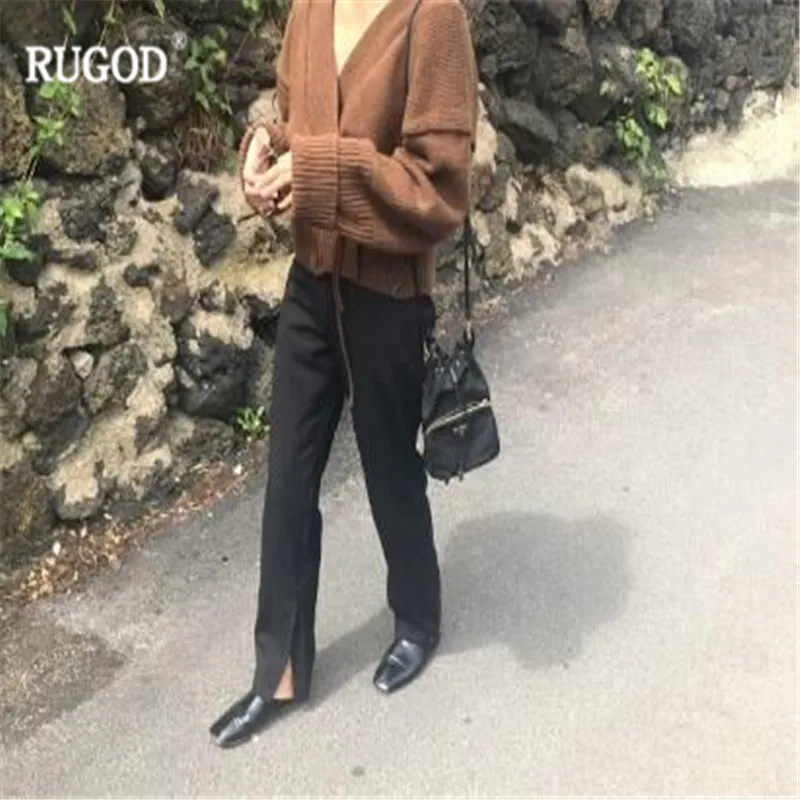 RUGOD однотонные винтажные женские кардиганы Повседневные вязаные элегантные женские свитера тонкие женские топы sueter mujer invierno