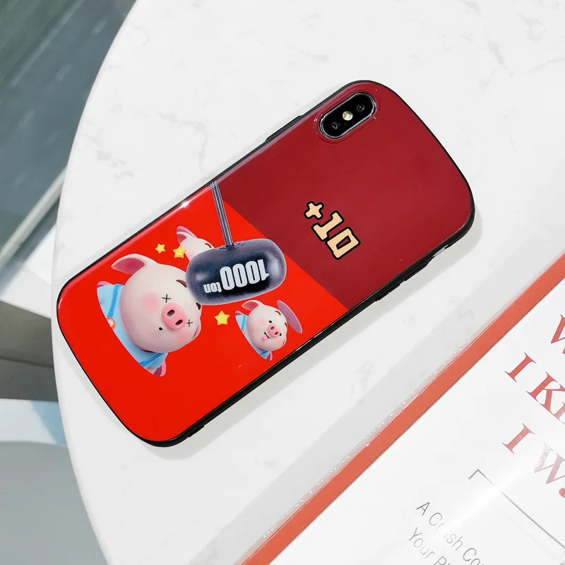 Чистая красная мультяшная свинья IphoneXSmax оболочка мобильного телефона для Apple8plus