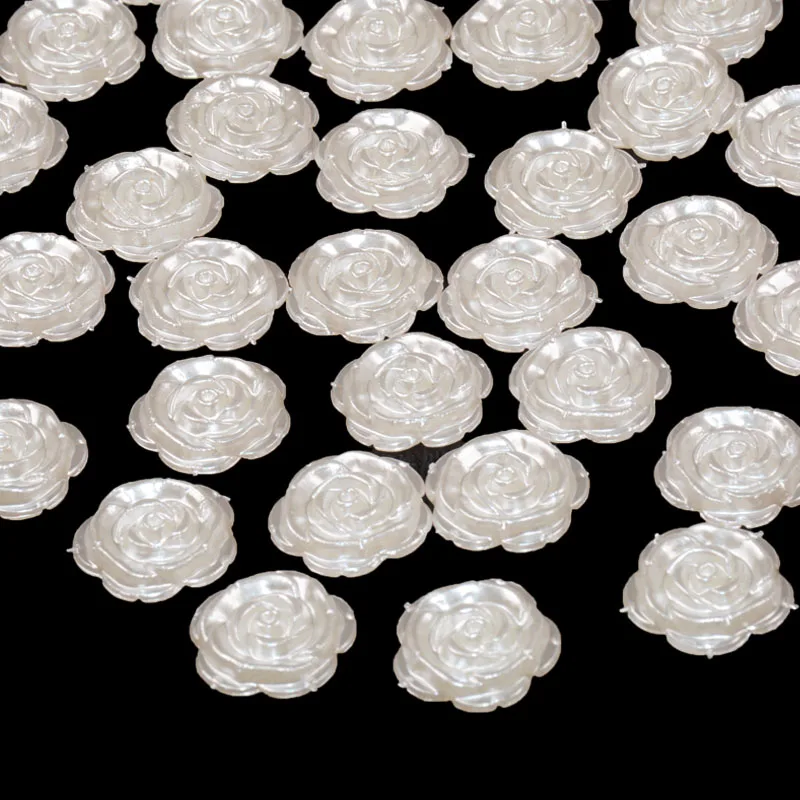 

60pcs/lot Pearl Beads Ivory Flower Garment Beads Scrapbook Flatback Pearls Diy Handmade Jewelry Accessories