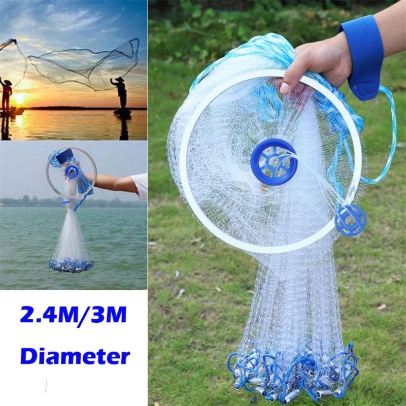 

Fish Network Catch Fish Network Diameter 2.4m Magic Fishing Net Finefish Aluminum Ring American Catch Fish Network Hand Cast Net