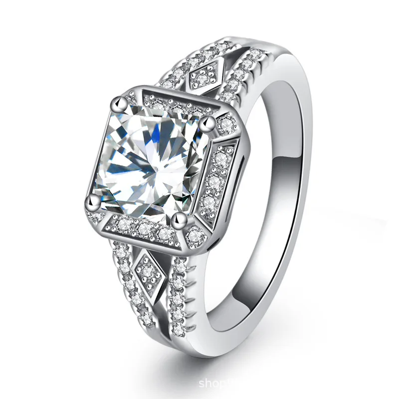 TONGLiN Female Ring 925 Sterling Silver Statement Square Stone Finger Women Wedding Engagement Party Jewelry Size 4-11 | Украшения и
