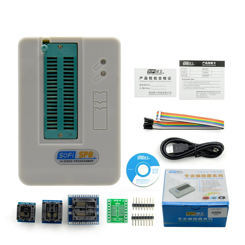 Лучший высокоскоростной программатор SOFI с usb и адаптером 4cs (93/24/25/BR90/ flash eeprom) более
