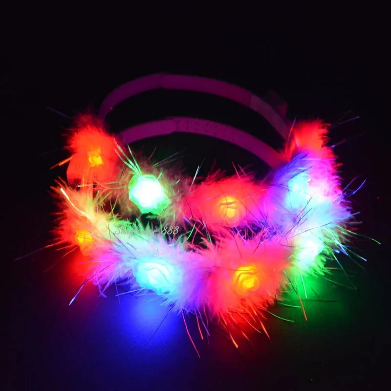 Women Girl Light Up Flower Headband Hawaii Hula LED Flashing Floral Garland Kids Adults Headwear Party Hair Halloween|hair accessories|party hair