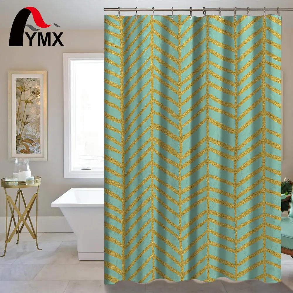 Водонепроницаемая занавеска для душа с полосками ванной комнаты из полиэфирной