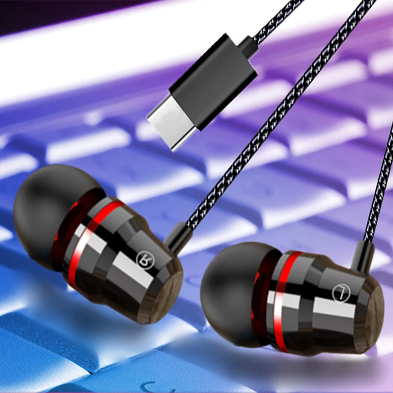 Usb type C наушники-вкладыши динамический привод HiFi наушники бас металлическая Спортивная игровая гарнитура с микрофоном для Xiaomi 6 Mix 2s samsung