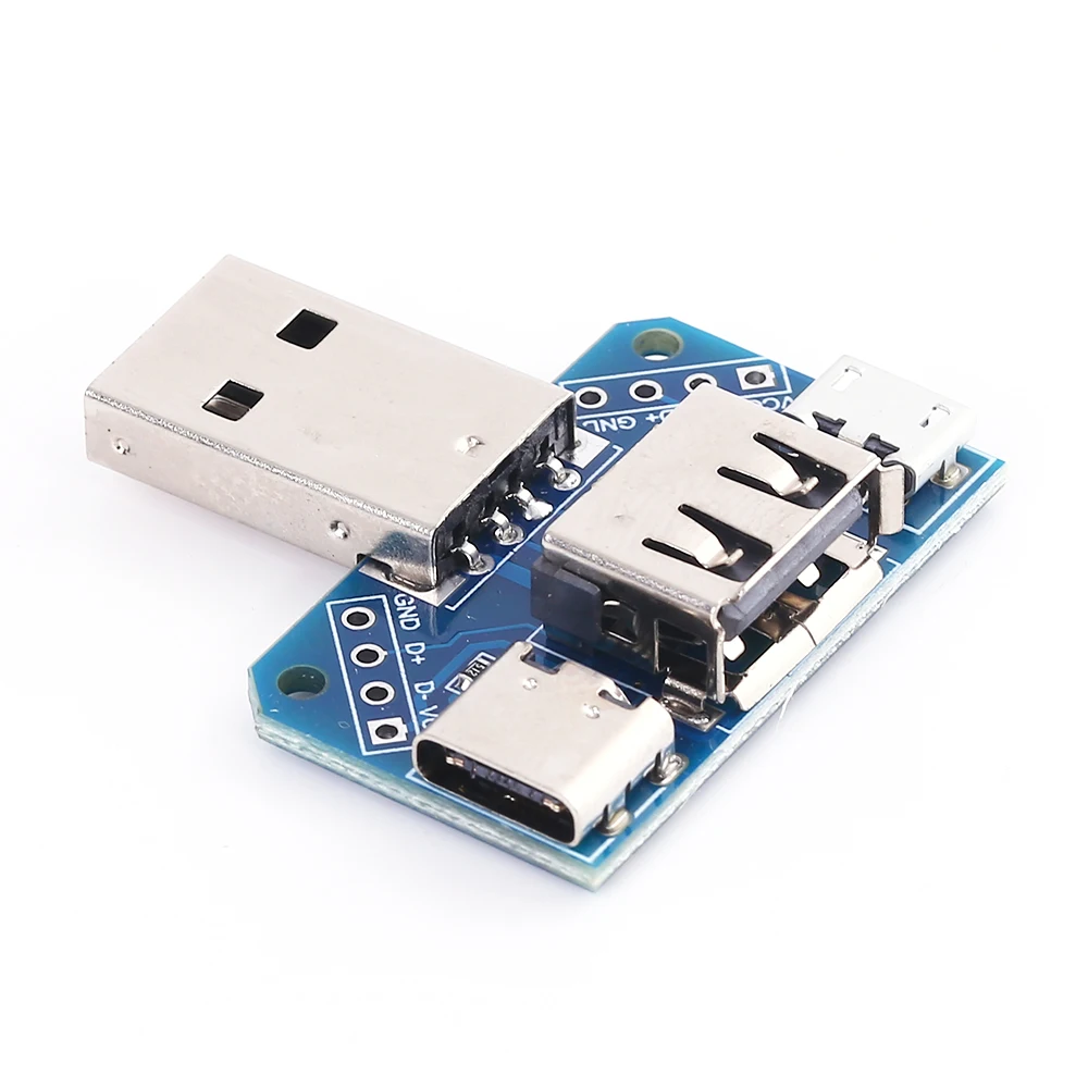 Переходник USB со штекера на штекер Type C Micro 4P плата адаптера терминала 2 54