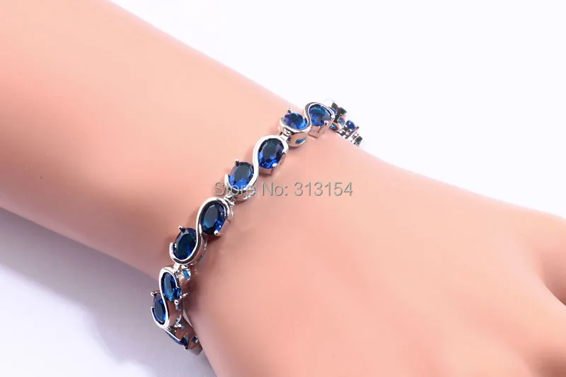 Для женщины ювелирные изделия сапфир и розовый топаз аметист серебро браслет 7 1/4