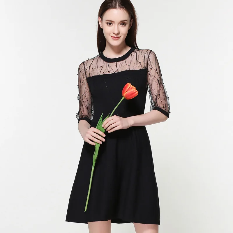 

2017 summer dress women princess elegant and ladies dress Half-sleeved Lace Vintage dress for woman free shipping