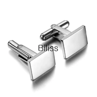 new arrivals 2pcs of polished stainless steel men cuff link cufflinks white square shirt wedding jewelry with gift bag