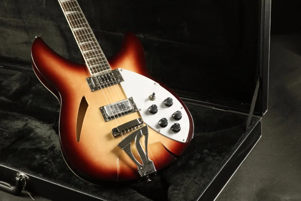 Высококачественная электрическая гитара sunburst rikenbaker стеганая Кленовая верхняя