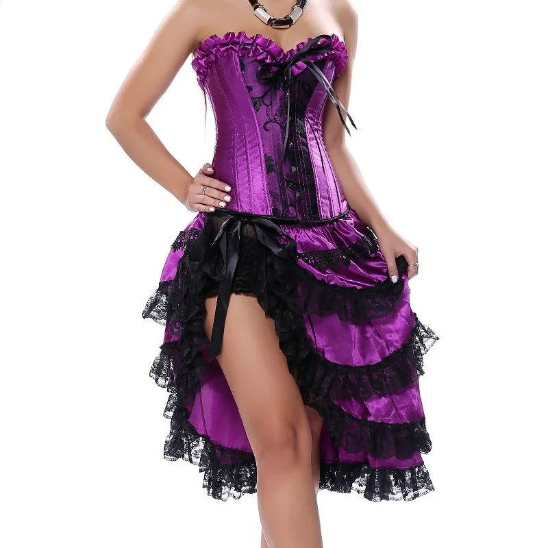 602A purple Sapubonva, викторианское корсетное платье, Готический сексуальный Бурлеск, экзотическая юбка-пачка, корсет, вечерние, Длинные корсеты, бюстье, черный, фиолетовый - Цвет: 602A purple