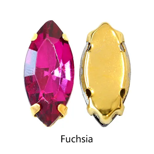 Fuchsia Конский глаз, красивые стеклянные хрустальные пришивные стразы с золотым клешом, много цветов, Стразы для одежды B3544 - Цвет: Fuchsia