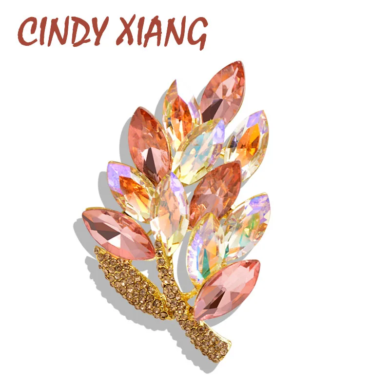Женская Брошь в виде листьев CINDY XIANG летняя яркая брошь с кристаллами свадебный