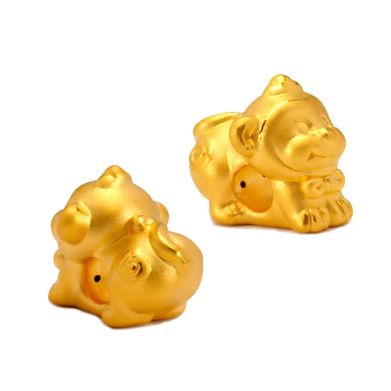 

Pure 24K Yellow Gold Zodiac bracelet cute 3D designer animal weave string bracelet 1pieces only pendant 1-1.3g