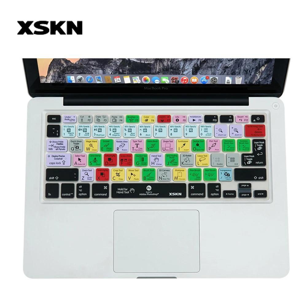 XSKN Adobe Photoshop силиконовый чехол для клавиатуры Macbook Pro Air 13 15 функциональный горячий