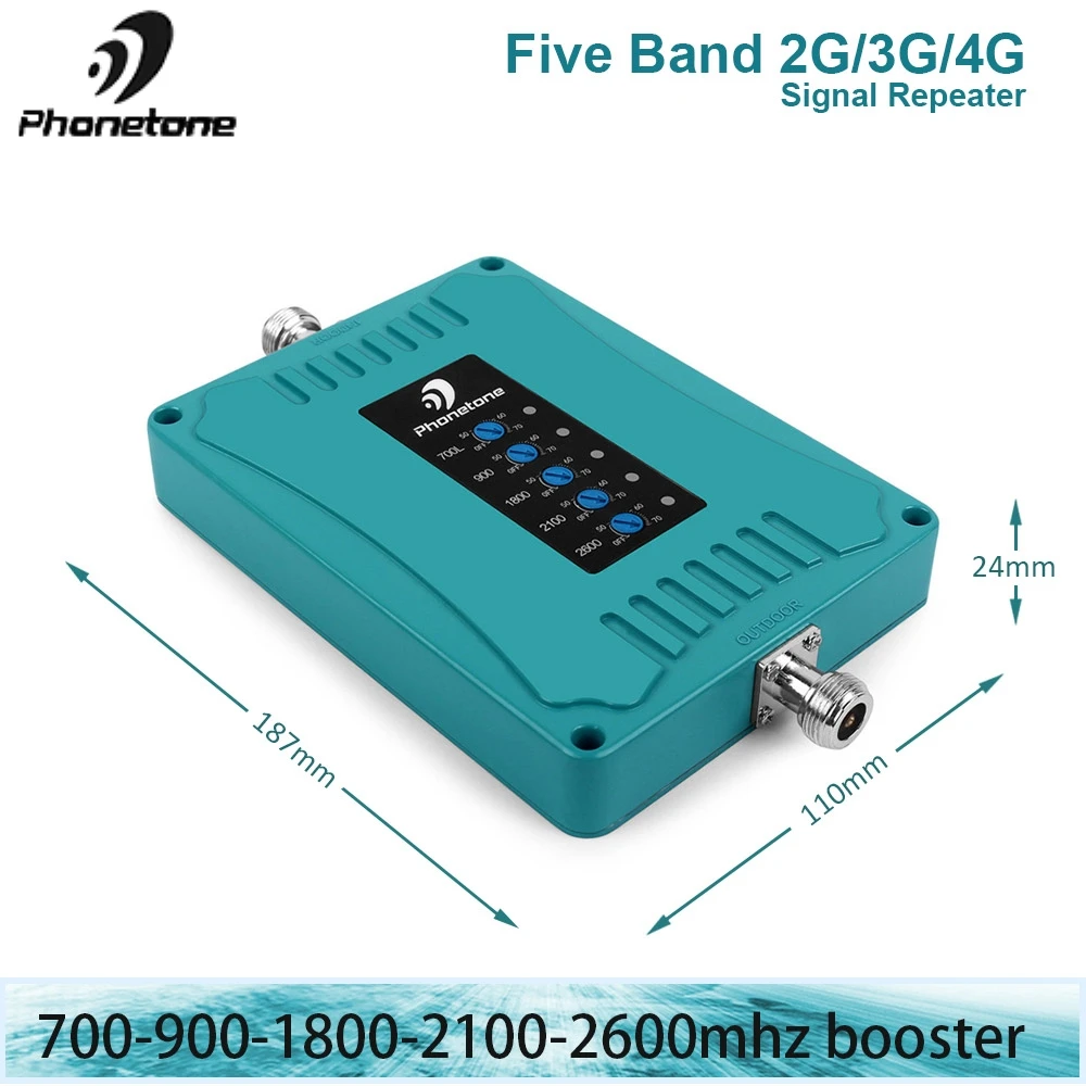 Усилитель сотового сигнала GSM 900/LTE 700/1800/UMTS 2100/2600 МГц 2G 3G 4G пятидиапазонный