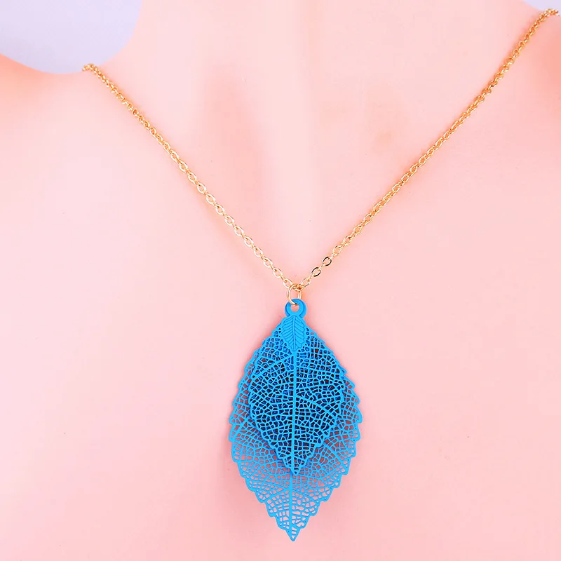 Ожерелье в стиле бохо длинная цепочка длиной 65 см подвеска виде листа Женское