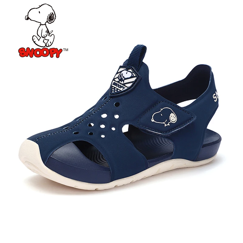 Snoopy/2019 брендовые летние пляжные сандалии детские кожаные с закрытым носком для