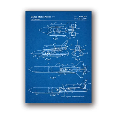 

Космический челнок, патентный чертеж, картина на холсте, wall's tale