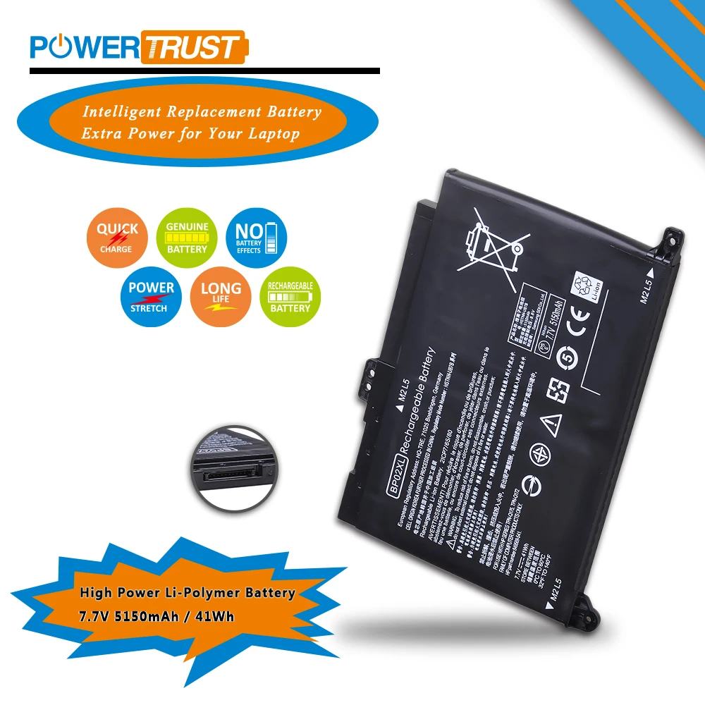 PowerTrust 7,7 V 5150 мА/ч, BP02XL Аккумулятор для ноутбука HP Pavilion ПК 15 15-AU 15-AU010WM HSTNN-LB7H BP02041XL 849569-421