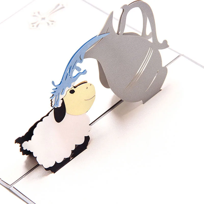 3D ручной работы резьба мультфильм овцы Дети День рождения Крещение крещение