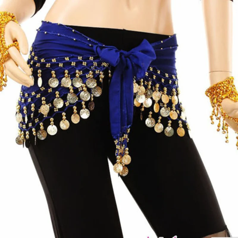 Женский костюм для танца живота набедренный пояс с монетами 128 см|hip scarf|india dancecoin